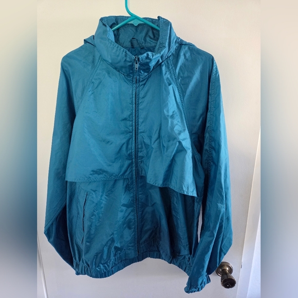 Vintage Eddie Bauer Men’s Windbreaker Rain Jacket Large Metallic Blue 90s - Picture 1 of 6